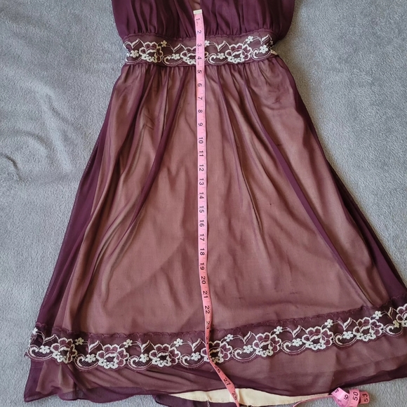 vintage city triangle burgundy/marron dress - Picture 4 of 4